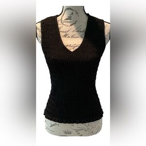 LOFT Elegant Black Sleeveless V-Neck Top